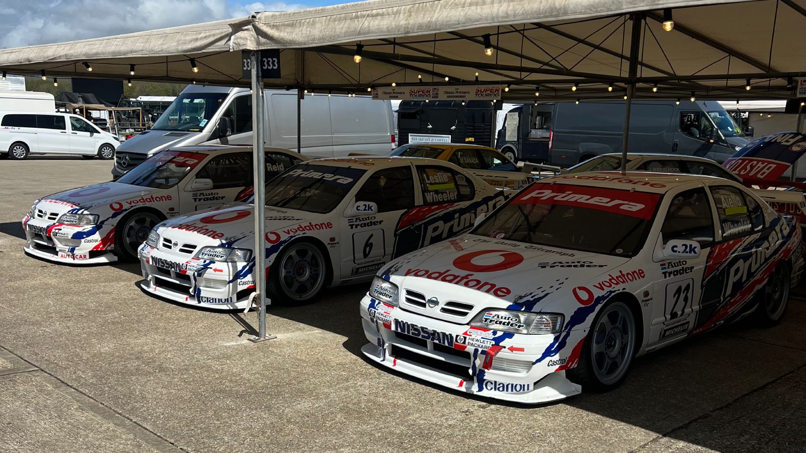 Three Nissan Primera Super Touring cars.