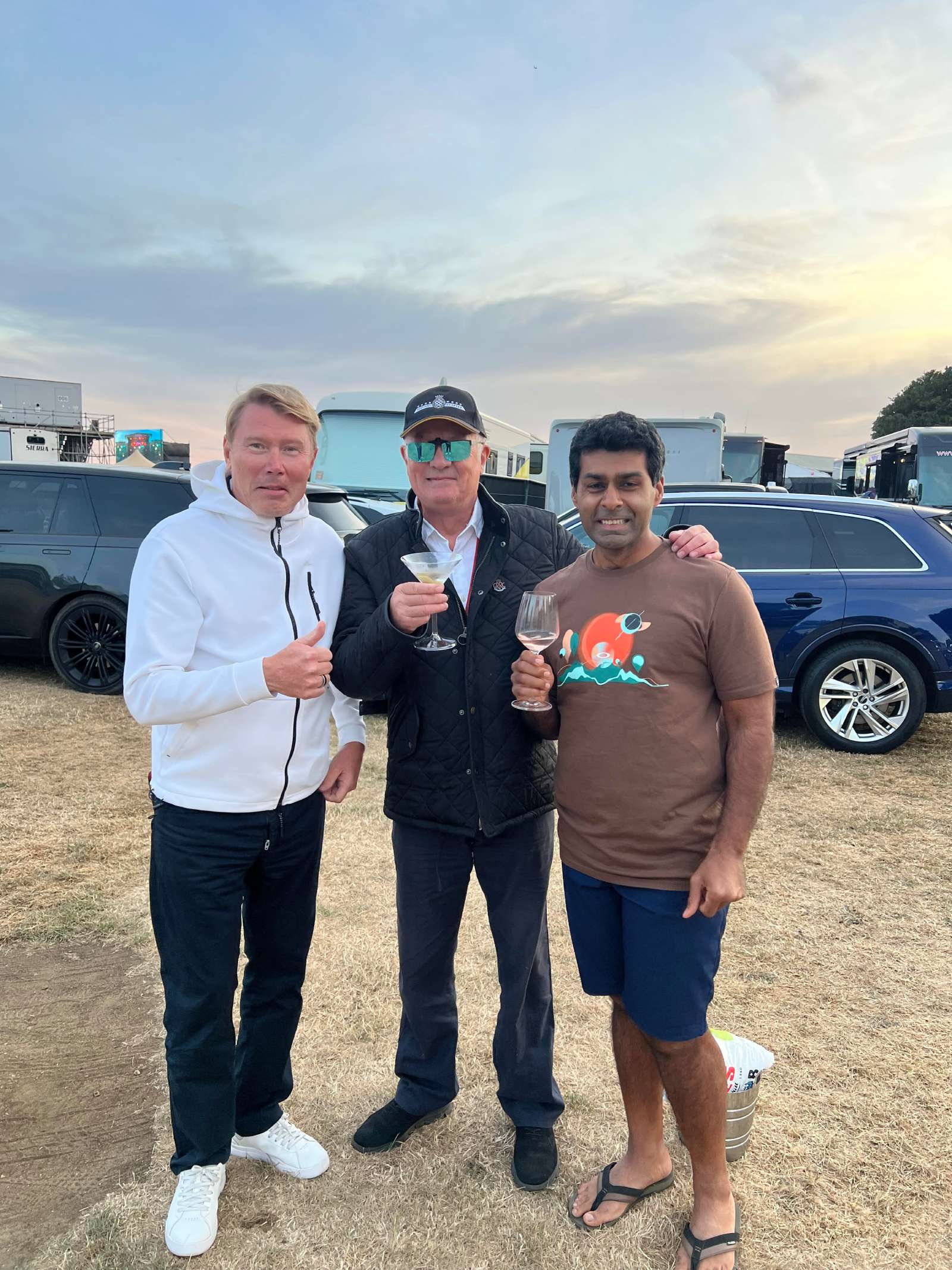 Anthony Reid with Mika Hakkinen and Karun Chandhok at Silverstone